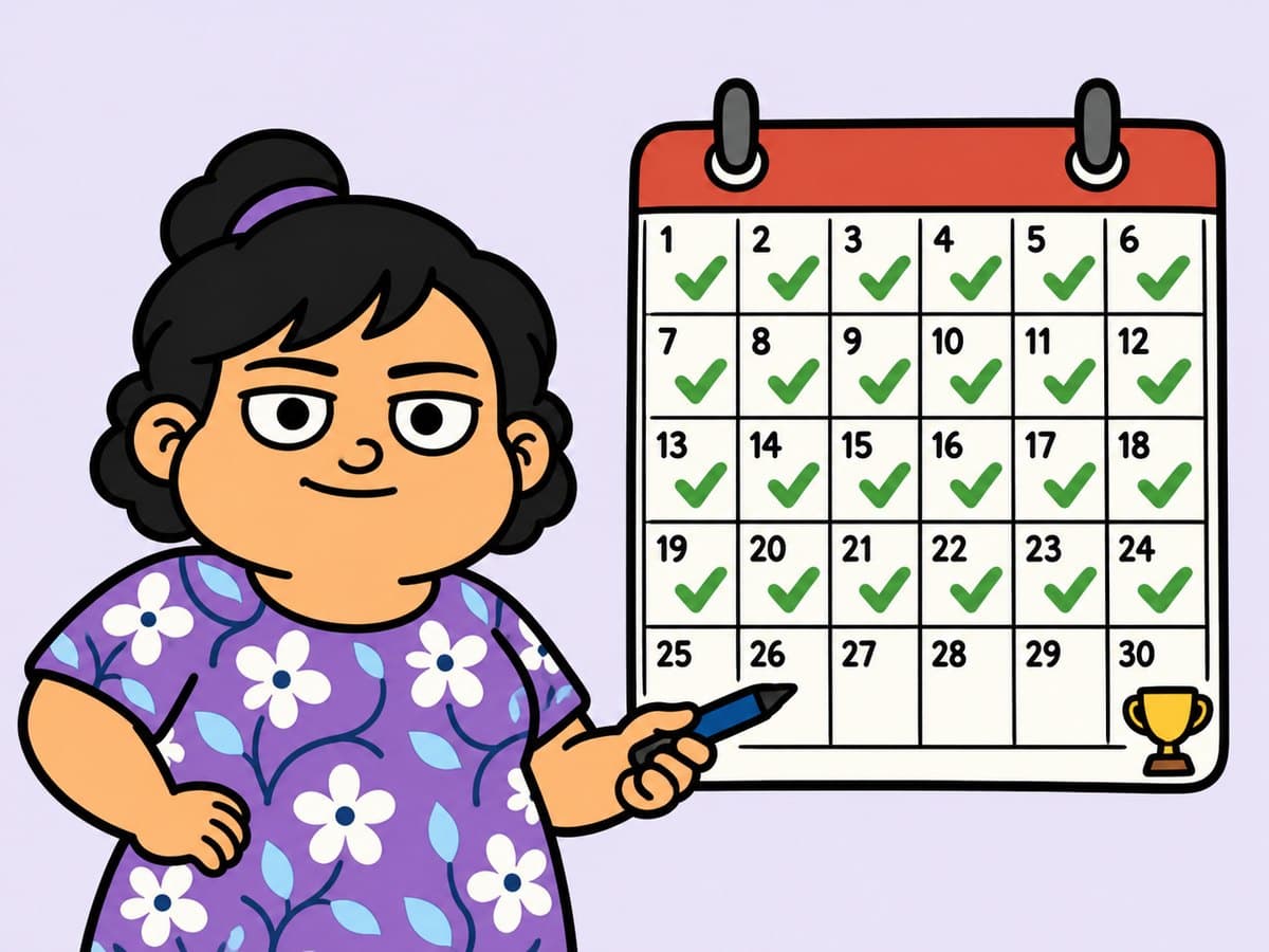 Mak Rita mencentang kalender, hari ke-30 ada pialanya